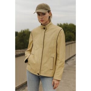 Vintage Palazzi Jacket Womens Medium Butter Soft Leather Pockets Lightweight Tan